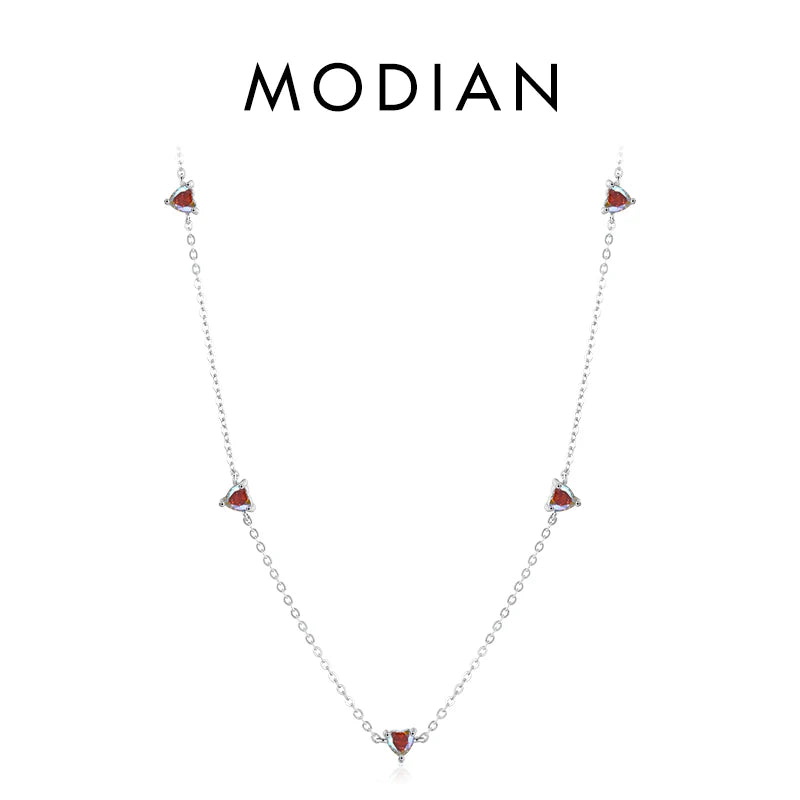 925 Silver Zirconia Heart Pendant Necklace for Women