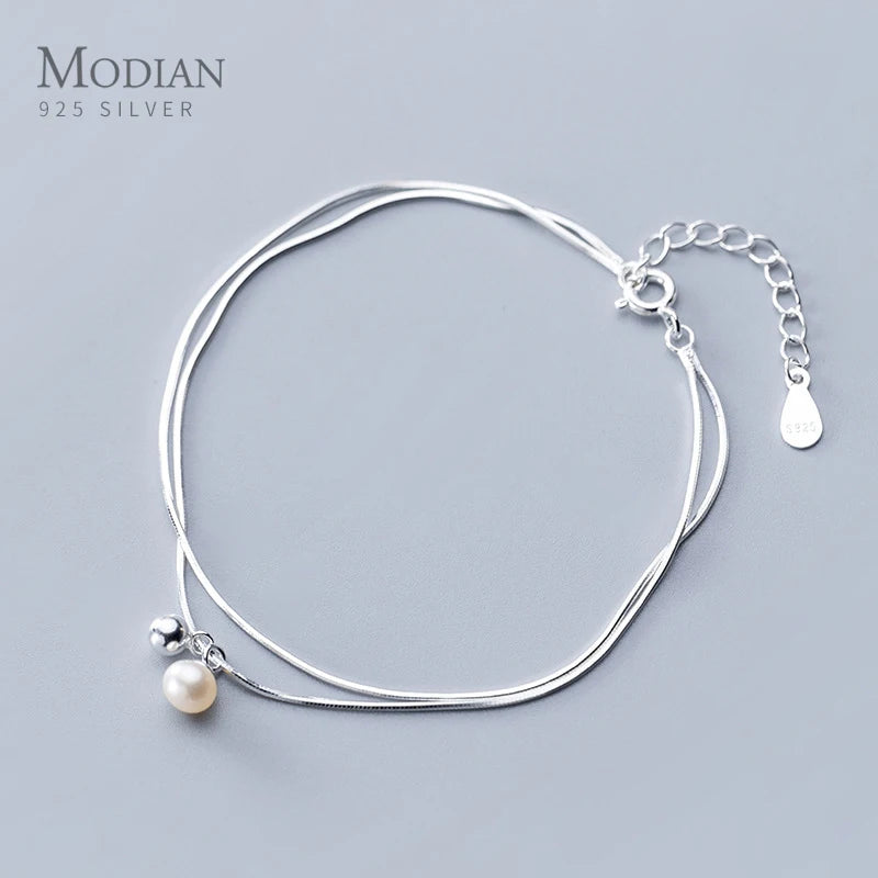 925 Silver Double-Layer Snake Chain Bracelet for Women