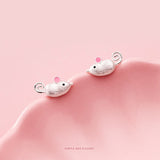 925 Silver Small Mouse Stud Earring Animal Ear Studs Kids Gift