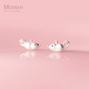 925 Silver Small Mouse Stud Earring Animal Ear Studs Kids Gift