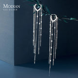 925 Silver Tassel Drop Earrings Women Dangle Jewelry Wedding Gift