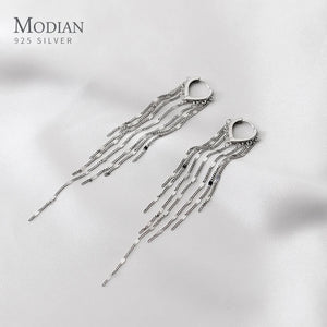 925 Silver Tassel Drop Earrings Women Dangle Jewelry Wedding Gift