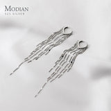 925 Silver Tassel Drop Earrings Women Dangle Jewelry Wedding Gift