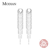 925 Silver Tassel Drop Earrings Women Dangle Jewelry Wedding Gift