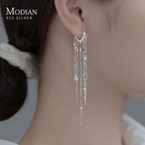 925 Silver Tassel Drop Earrings Women Dangle Jewelry Wedding Gift