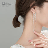 925 Silver Tassel Drop Earrings Women Dangle Jewelry Wedding Gift