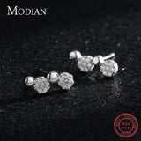 925 Silver Round Stud Earrings Clear CZ Stone Women Girls Jewelry Earring