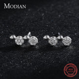 925 Silver Round Stud Earrings Clear CZ Stone Women Girls Jewelry Earring