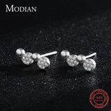 925 Silver Round Stud Earrings Clear CZ Stone Women Girls Jewelry Earring