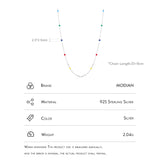 925 Silver Multicolour Enamel Necklace Long Chain Choker Fine Jewelry