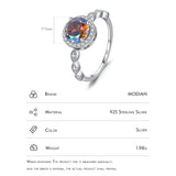 925 Silver Rainbow Zircon CZ Ring Women Wedding Jewelry
