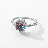 925 Silver Rainbow Zircon CZ Ring Women Wedding Jewelry