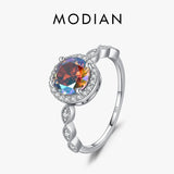 925 Silver Rainbow Zircon CZ Ring Women Wedding Jewelry