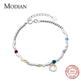 925 Silver Heart Moonstone Bracelet Women Fine Jewelry Adjustable