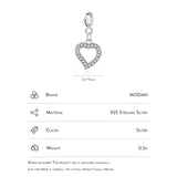 925 Silver Hearts Pendant Charms for DIY Jewelry - Women's Bracelet/Necklace