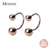 925 Sterling Silver Rose Beads Clips Earrings for Women
