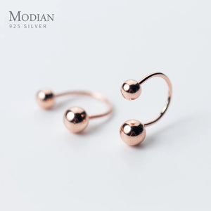 925 Sterling Silver Rose Beads Clips Earrings for Women