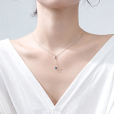 925 Silver Crescent Star Pendant Women Chain Engagement Party Jewelry