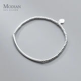 925 Sterling Silver Heart Beads Bracelet Platinum Plated Adjustable Gift