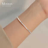 925 Sterling Silver Heart Beads Bracelet Platinum Plated Adjustable Gift