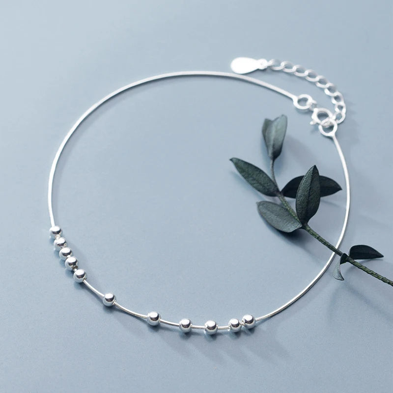 925 Sterling Silver Little Balls Bracelet For Women Link Chain Anklet