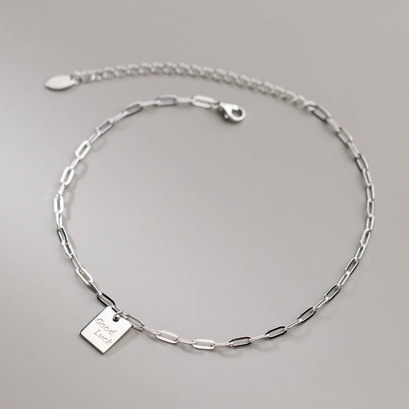 925 Sterling Silver Lucky Chain Anklet For Women Bracelet Foot Jewelry