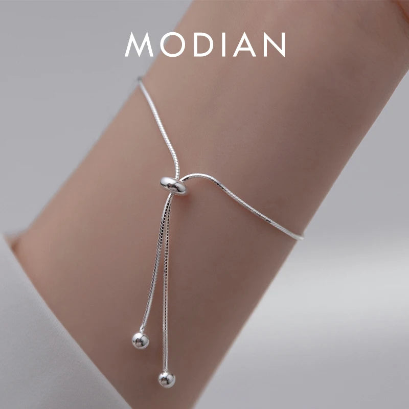 925 Sterling Silver Snake Link Chain Women Bracelets Adjustable Party Jewelry