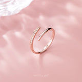 925 Sterling Silver Rose Adjustable Ring Wedding Engagement Jewelry