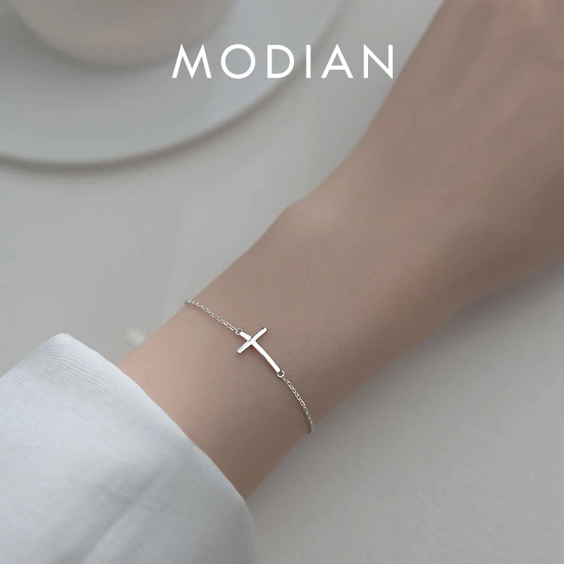 925 Sterling Silver Cross Bracelet For Women Fine Jewelry Gift