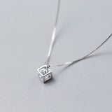 925 Silver CZ Swing Pendant Necklace Women Wedding Jewelry