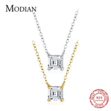 925 Silver Square Emerald CZ Necklace Pendant Women Wedding Jewelry