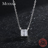 925 Silver Square Emerald CZ Necklace Pendant Women Wedding Jewelry