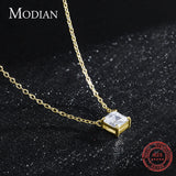 925 Silver Square Emerald CZ Necklace Pendant Women Wedding Jewelry