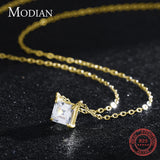925 Silver Square Emerald CZ Necklace Pendant Women Wedding Jewelry