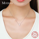925 Silver Square Emerald CZ Necklace Pendant Women Wedding Jewelry
