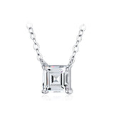 925 Silver Square Emerald CZ Necklace Pendant Women Wedding Jewelry