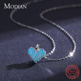 925 Silver Vintage Heart Turquoise Pendant Necklace Family Jewelry