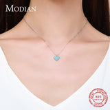 925 Silver Vintage Heart Turquoise Pendant Necklace Family Jewelry