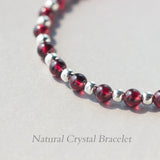 Natural Garnet Beads Bracelet Sterling Silver 925 Adjustable Korea Style Jewelry