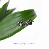 Rock Zircon Spider Stud Earrings 925 Sterling Silver