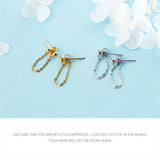 Rock Punk Chain Stud Earrings 925 Silver Bead Swing Jewelry Women Party