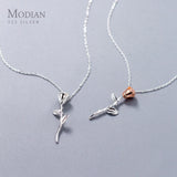 925 Sterling Silver Rose Flower Short Chain Necklace for Women