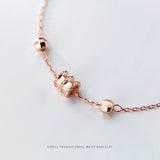 Silver & Rose Geometric Bead Bracelet 925 Sterling Silver Jewelry