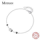 Silver & Rose Geometric Bead Bracelet 925 Sterling Silver Jewelry