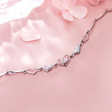 925 Silver Zircon Hearts Bracelet for Women Wedding Jewelry