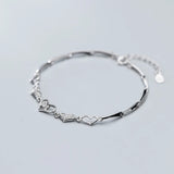925 Silver Zircon Hearts Bracelet for Women Wedding Jewelry