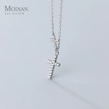 CZ Thick Cross Silver Pendant Necklace for Women