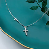 CZ Thick Cross Silver Pendant Necklace for Women