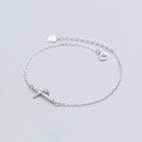 Clear CZ Cross Silver 925 Bracelet Women Link Chain Korea Style Jewelry