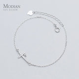 Clear CZ Cross Silver 925 Bracelet Women Link Chain Korea Style Jewelry